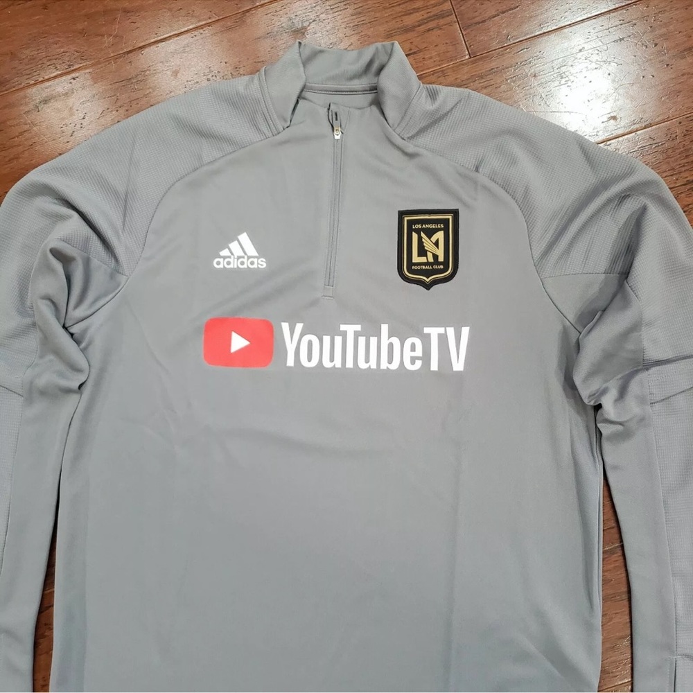 Adidas MLS Los Angeles Galaxy FC Mens 3/4 Zip Soccer Grey Pullover only Small